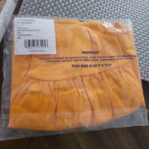 Free People Marissa Bodysuit Tangerine NWT XS Orange Tangerine - Picture 5 of 5